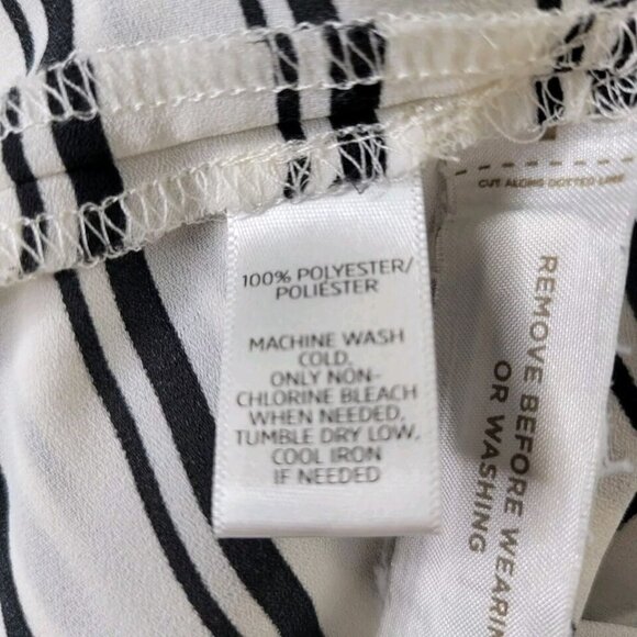 Ann Taylor Loft Blouse Size S Pullover Roll Tab Lightweight High Low Black Cream - Picture 7 of 11